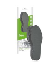 BRAUS Стельки GREY LATEX(хлопковая ткань серого цвета+латекс c активированным углем) БЕЗРАЗМЕРНЫЕ