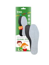 BRAUS Стельки детские ODOR STOP KIDS (хлопковая ткань+латекс c активированным углем) БЕЗРАЗМЕРНЫЕ р.19-35